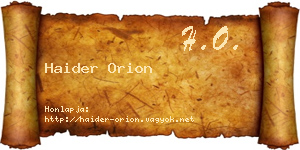 Haider Orion névjegykártya